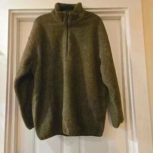 Nautica Mens 1/4 Zip Long Sleeve Plush Pullover Jacket Fleece Brown Size Large